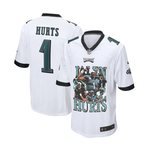 Jalen Hurts 1 Philadelphia Eagles Leadership Game YOUTH Jersey - White