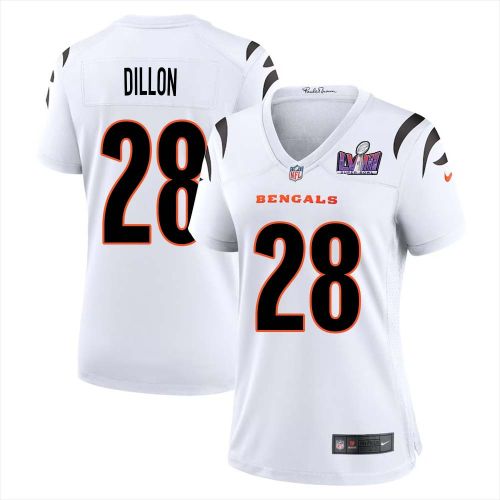 Corey Dillon 28 Cincinnati Bengals Super Bowl LVIII Women Away Limited Jersey - White