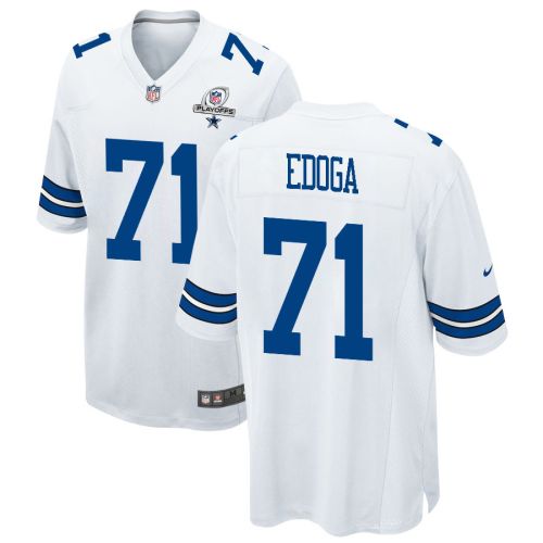 Chuma Edoga 71 Dallas Cowboys 2023 Playoffs Patch Game Men Jersey - White