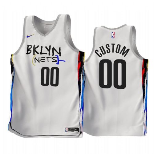 Custom 2022-23 Brooklyn Nets White 00 City Edition Jersey - Men Jersey