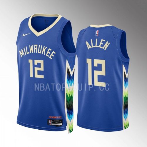 Grayson Allen 12 2022-23 Milwaukee Bucks Blue City Edition Jersey Swingman