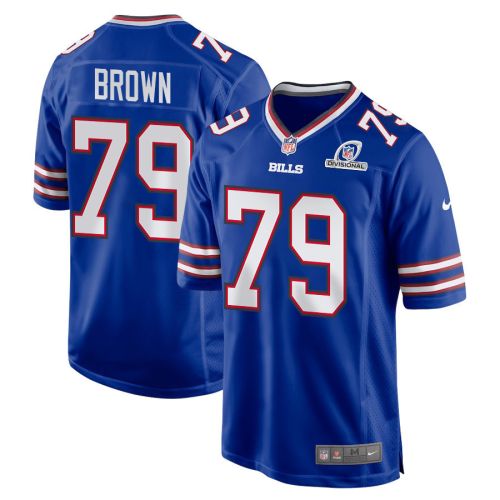 Spencer Brown 79 Buffalo Bills 2024 Divisional Patch Game Men Jersey - Royal