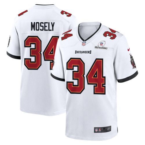 Quandre Mosely 34 Tampa Bay Buccaneers 2024 Divisional Patch Game Men Jersey - White