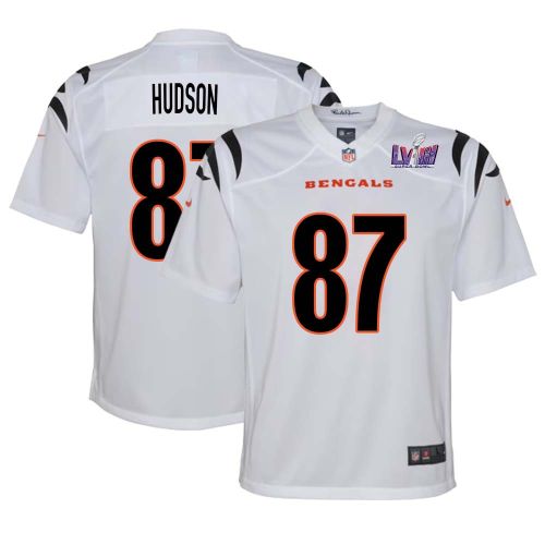 Tanner Hudson 87 Cincinnati Bengals Super Bowl LVIII YOUTH Away Limited Jersey - White