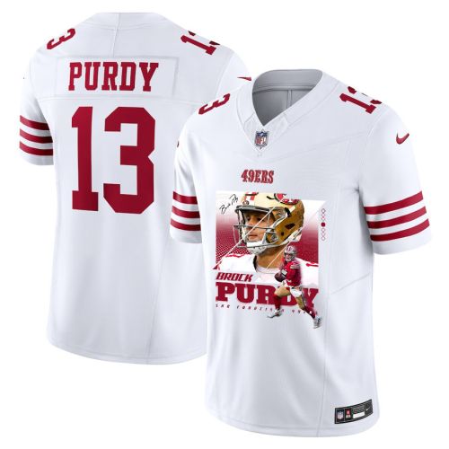 Brock Purdy 13 San Francisco 49ers Signed Glass Game Men Jersey - White