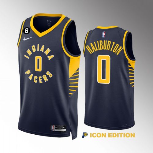 Tyrese Haliburton 0 Indiana Pacers Navy Icon Edition 2022-23 Men Jersey Swingman