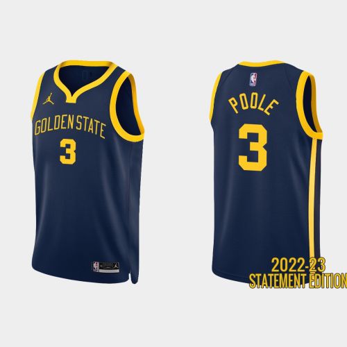 Golden State Warriors 3 Jordan Poole 2022-23 Statement Edition Navy Men Jersey