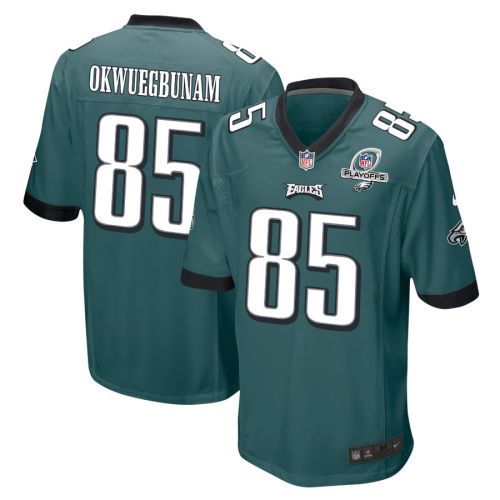 Albert Okwuegbunam 85 Philadelphia Eagles 2023 Playoffs Patch Game Men Jersey - Midnight Green