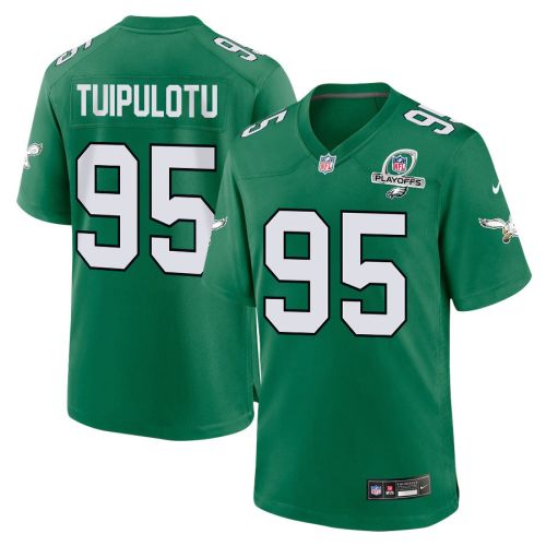 Marlon Tuipulotu 95 Philadelphia Eagles 2023 Playoffs Patch Alternate Game Men Jersey - Kelly Green