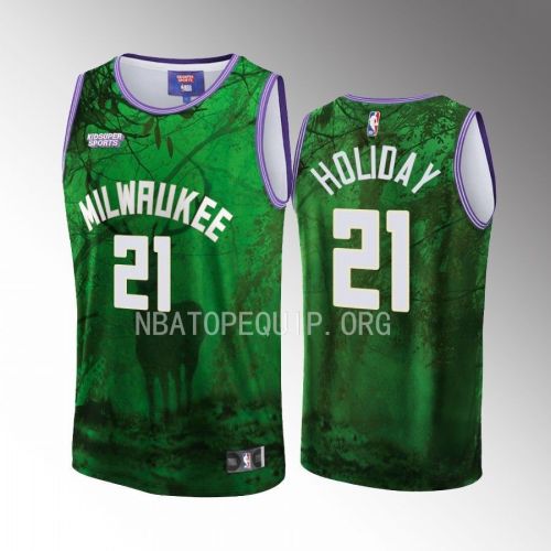 Jrue Holiday 21 Milwaukee Bucks NBA & KidSuper Studios Unisex Hometown Jersey