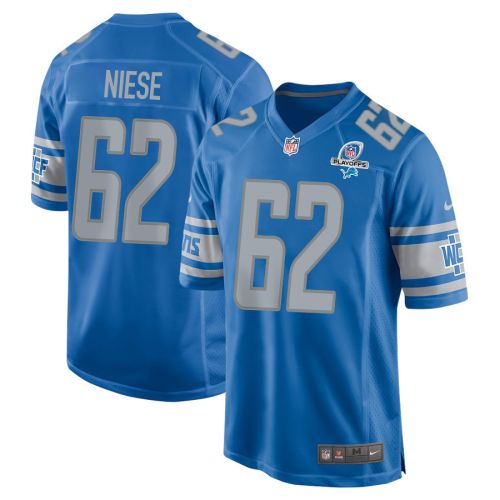 Michael Niese 62 Detroit Lions 2023 Playoffs Patch Game Men Jersey - Blue