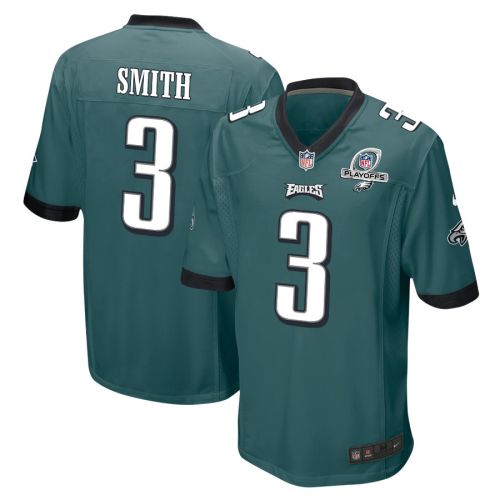 Nolan Smith 3 Philadelphia Eagles 2023 Playoffs Patch Game Men Jersey - Midnight Green