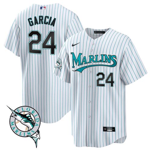 Avisail Garcia 24 Miami Marlins Throwback Cool Base Men Jersey - White