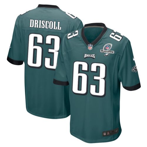 Jack Driscoll 63 Philadelphia Eagles 2023 Playoffs Patch Game Men Jersey - Midnight Green