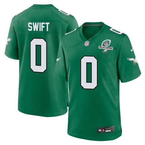 D'Andre Swift 0 Philadelphia Eagles 2023 Playoffs Patch Alternate Game Men Jersey - Kelly Green