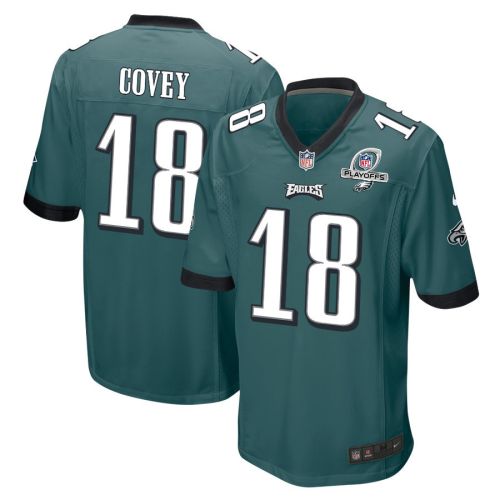 Britain Covey 18 Philadelphia Eagles 2023 Playoffs Patch Game Men Jersey - Midnight Green