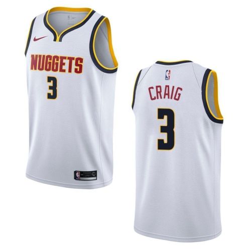 Men's Denver Nuggets 3 Torrey Craig Association Swingman Jersey - Wihte