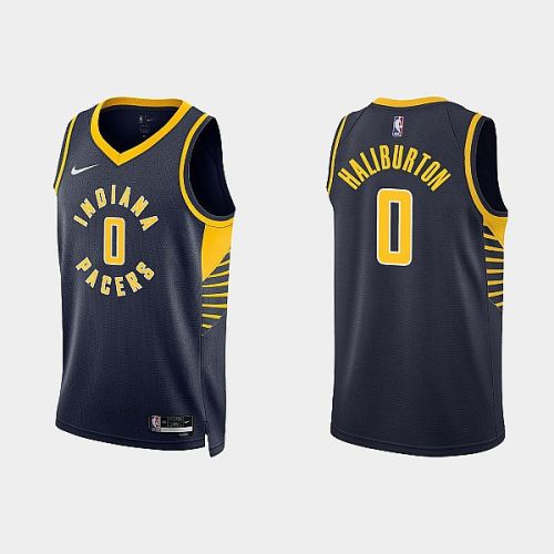 Indiana Pacers 0 Tyrese Haliburton 2022-23 Icon Edition Black Men Jersey