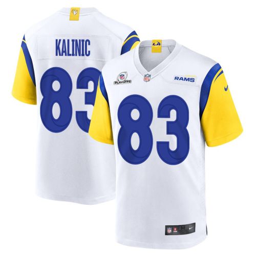 Nikola Kalinic 83 Los Angeles Rams 2023 Playoffs Patch Game Men Jersey - White