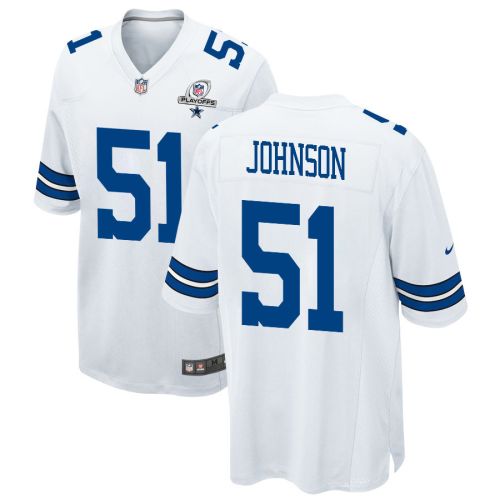 Durrell Johnson 51 Dallas Cowboys 2023 Playoffs Patch Game Men Jersey - White