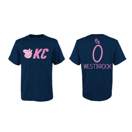 Russell Westbrook 0 Oklahoma City Thunder Pig Print T-Shirt - Navy