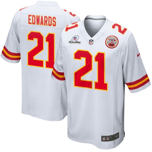 Mike Edwards 21 Kansas City Chiefs 2023 Playoffs Patch Game Men Jersey - White