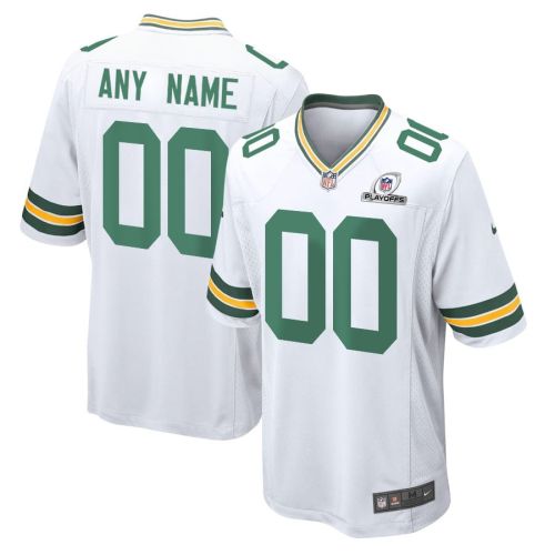 Green Bay Packers 2023 Playoffs Patch Game Men Custom Jersey - White