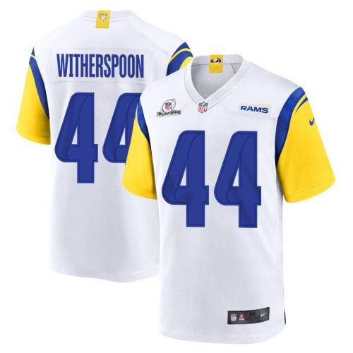 Ahkello Witherspoon 44 Los Angeles Rams 2023 Playoffs Patch Game Men Jersey - White