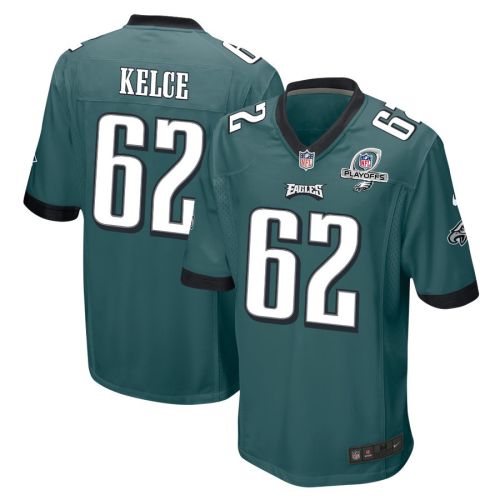 Jason Kelce 62 Philadelphia Eagles 2023 Playoffs Patch Game Men Jersey - Midnight Green