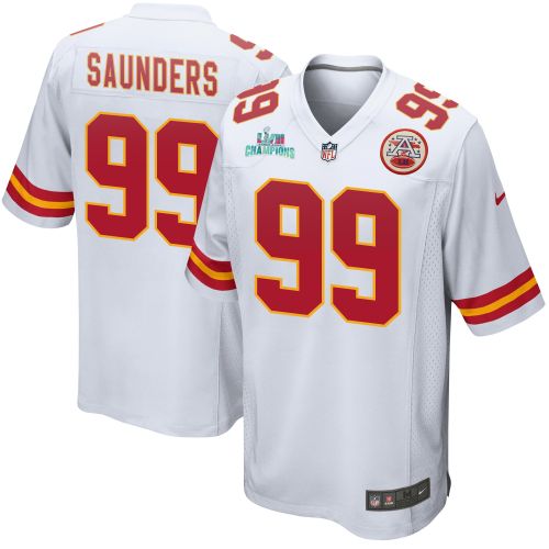 Khalen Saunders 99 Kansas City Chiefs Super Bowl LVII Champions Men Game Jersey - White