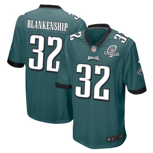 Reed Blankenship 32 Philadelphia Eagles 2023 Playoffs Patch Game Men Jersey - Midnight Green