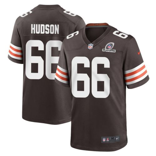 James Hudson 66 Cleveland Browns 2023 Playoffs Patch Game Men Jersey - Brown