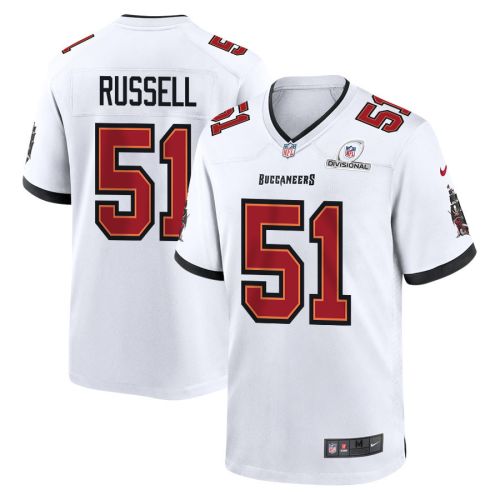 J.J. Russell 51 Tampa Bay Buccaneers 2024 Divisional Patch Game Men Jersey - White