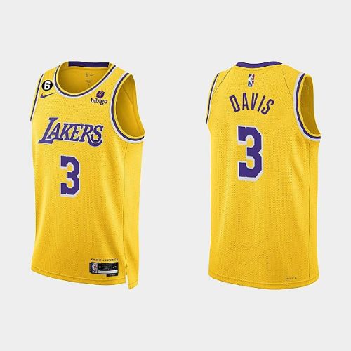 Los Angeles Lakers 3 Anthony Davis 2022-23 Icon Edition Gold Men Jersey