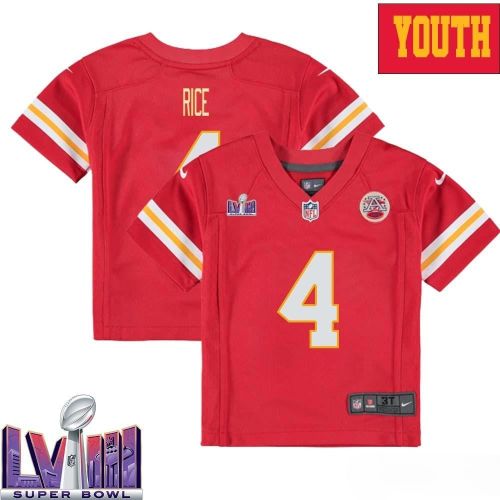 Rashee Rice 4 Kansas City Chiefs Super Bowl LVIII YOUTH Home Game Jersey - Red