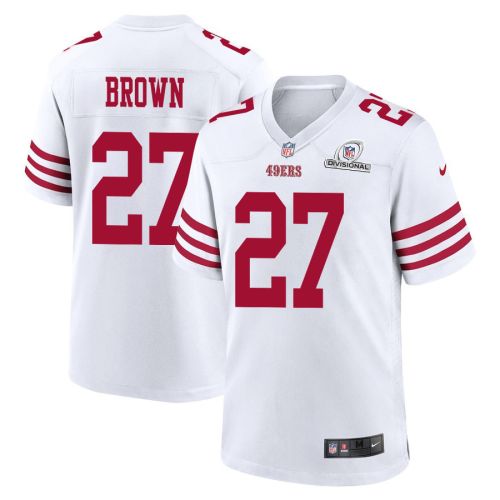 Ji'Ayir Brown 27 San Francisco 49ers 2024 Divisional Patch Game Men Jersey - White