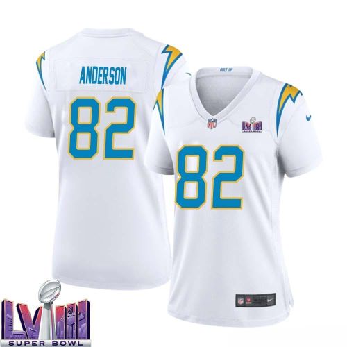 Stephen Anderson 82 Los Angeles Chargers Super Bowl LVIII Women Away Game Jersey - White