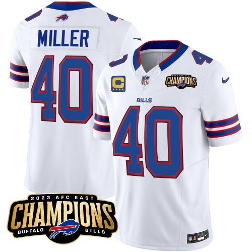 Von Miller 40 Buffalo Bills 2023 AFC East Champions Patch Game Men Jersey - White