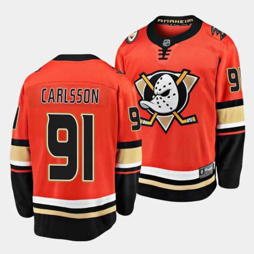 Leo Carlsson #91 Anaheim Ducks 2023 NHL Draft Home Men Jersey - Orange