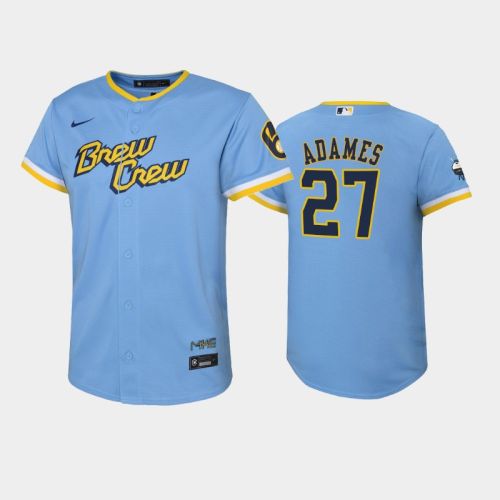 2022-23 City Connect Youth Milwaukee Brewers Willy Adames 27 Willy Adames Jersey - Powder Blue