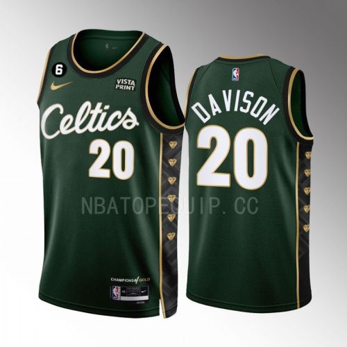 JD Davison 20 Boston Celtics 2022-23 City Edition Green Men Jersey Honor Bill Russell 11 Gold Diamonds