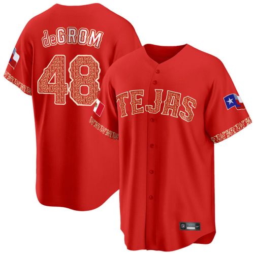 Jacob Degrom 48 Texas Rangers Mexican Collection Baseball Men Jersey - Red