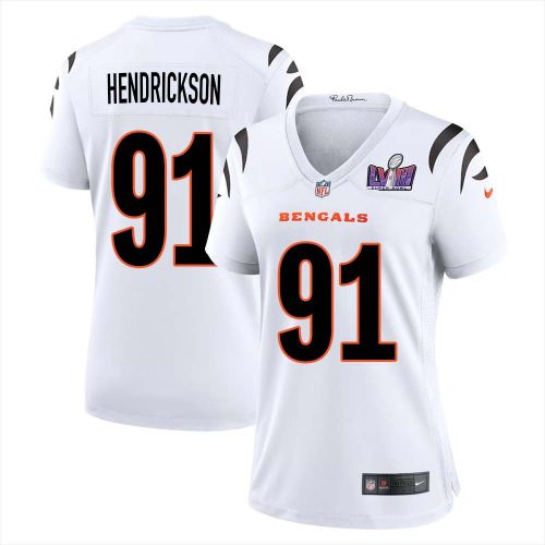 Trey Hendrickson 91 Cincinnati Bengals Super Bowl LVIII Women Away Limited Jersey - White