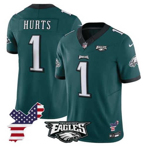 Jalen Hurts 1 Philadelphia Eagles Philadelphia Patch Game Men Jersey - Midnight Green