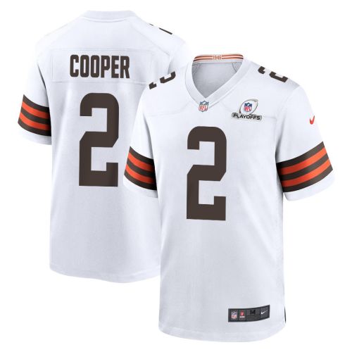 Amari Cooper 2 Cleveland Browns 2023 Playoffs Patch Game Men Jersey - White