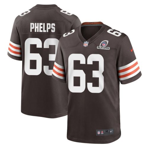 Lonnie Phelps 63 Cleveland Browns 2023 Playoffs Patch Game Men Jersey - Brown