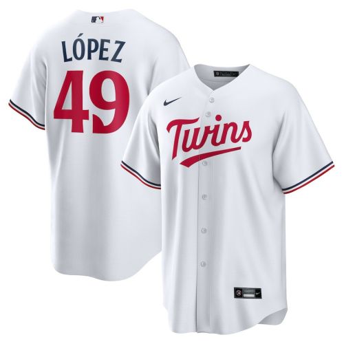 Pablo López 49 Minnesota Twins Team Logo Home Men Jersey - White