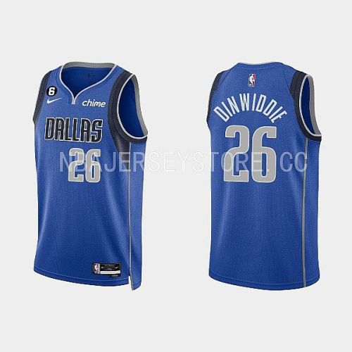 Dallas Mavericks 26 Spencer Dinwiddie 2022-23 Icon Edition Royal Men Jersey