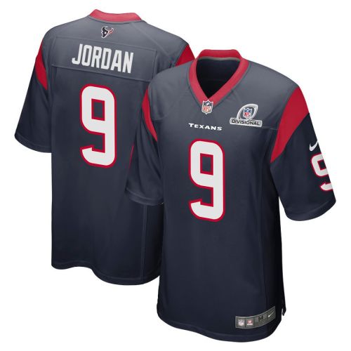 Brevin Jordan 9 Houston Texans 2024 Divisional Patch Game Men Jersey - Navy