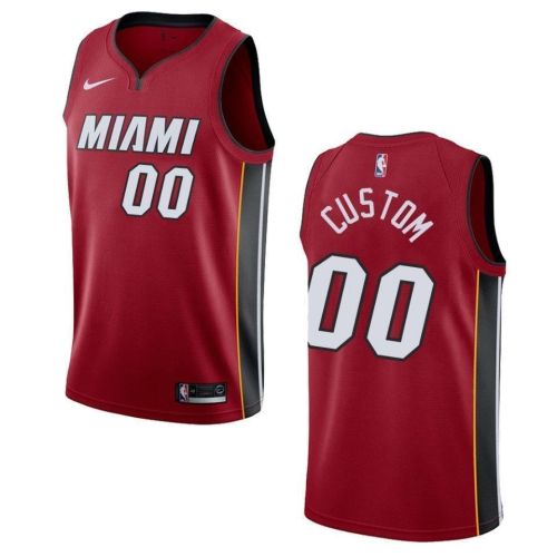 Men's Miami Heat 00 Custom Statement Swingman Jersey - Red